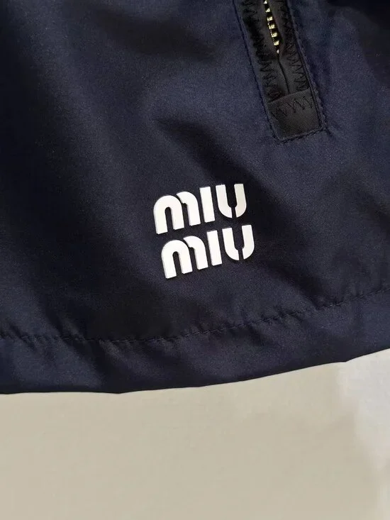 Miu Miu Navy Hooded Jacket & Shorts Tracksuit Set - Picture 6 of 7